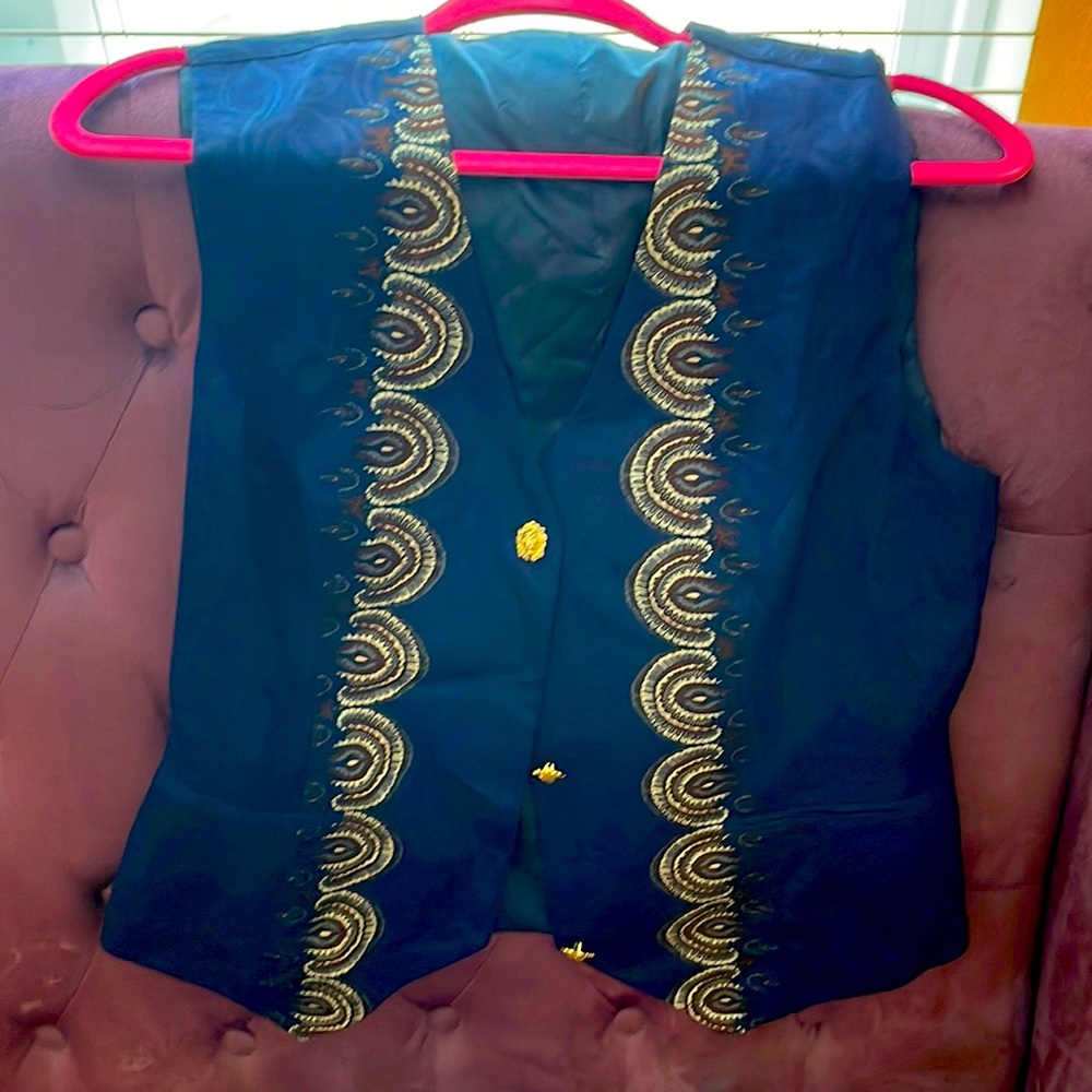 Hand Stitched Satin Vest Costumed Made in Bahrain. Medium Size Woman’s Vest